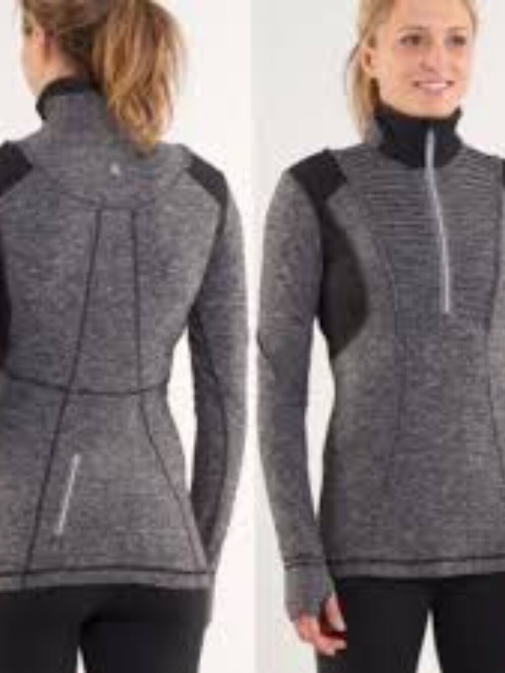 Lululemon Run Your Heart Out Women's Black/Gray 1/4 Zip Pullover Jacket, Size 4